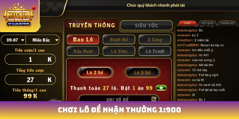 Chơi lô đề nhận thưởng 1:900